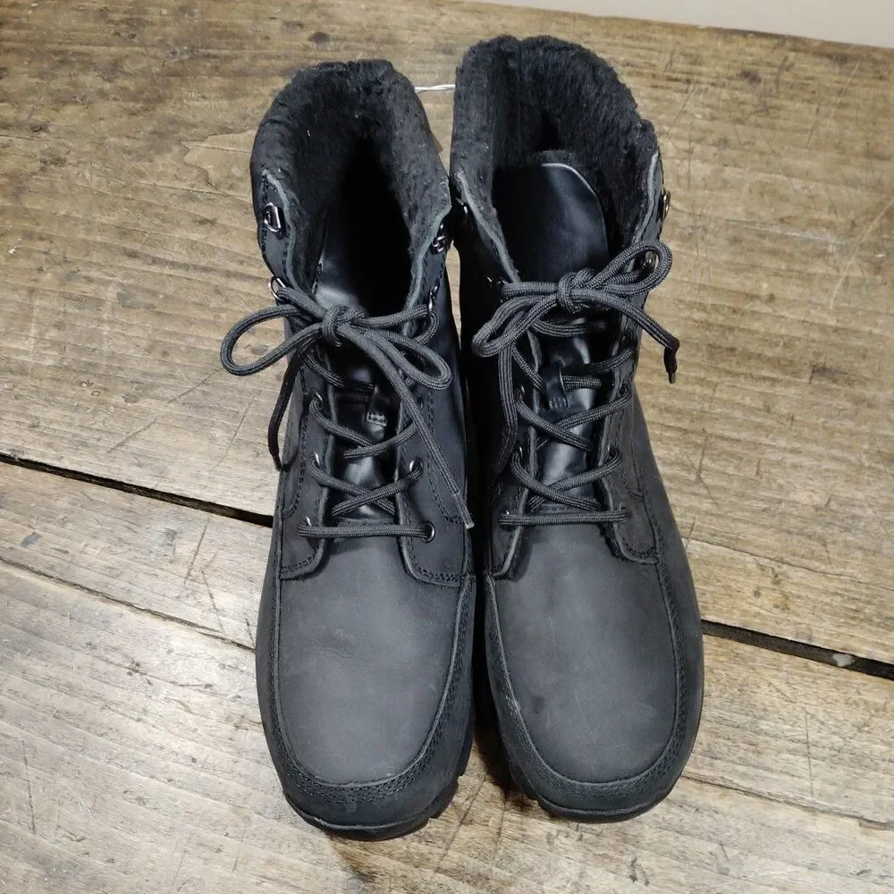 Lands End Mens 10EE Boots Black Thermolite Insulated Lace Up Shoes EC